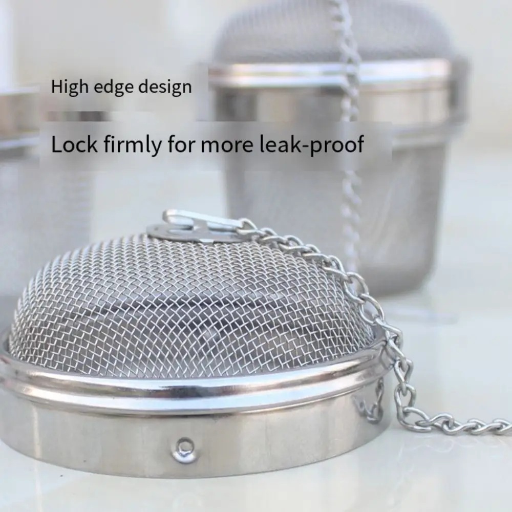 Chained Lid Tea Infuser Reusable Leak-proof Spice Mesh Filter Large Capacity Twist Lock Tea Leaf Separation Basket Coffee