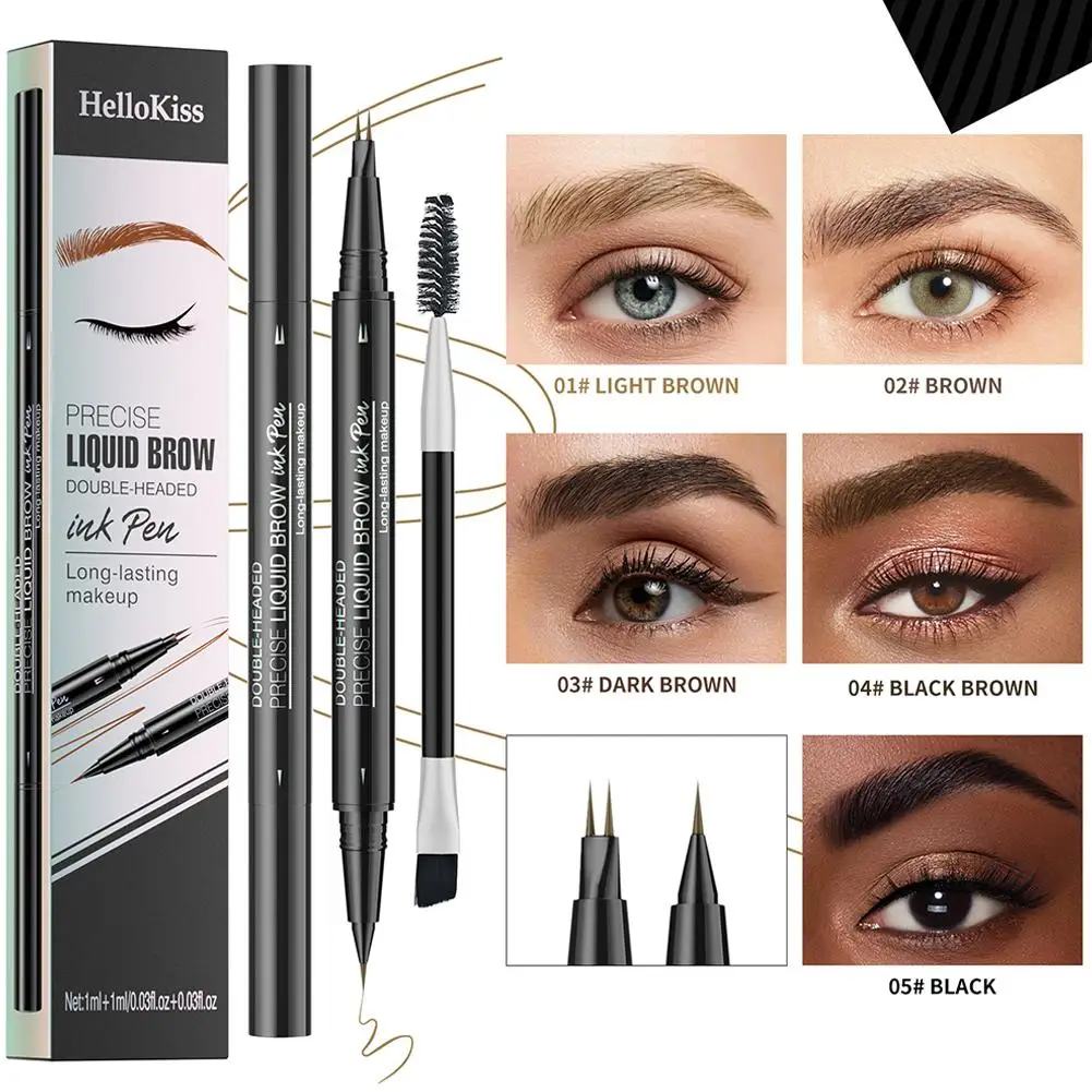 Penna per sopracciglia impermeabile, matita per sopracciglia Microblading 4 con testa, trucco (colori) dall'aspetto di 5 sopracciglia naturali divise B4O7