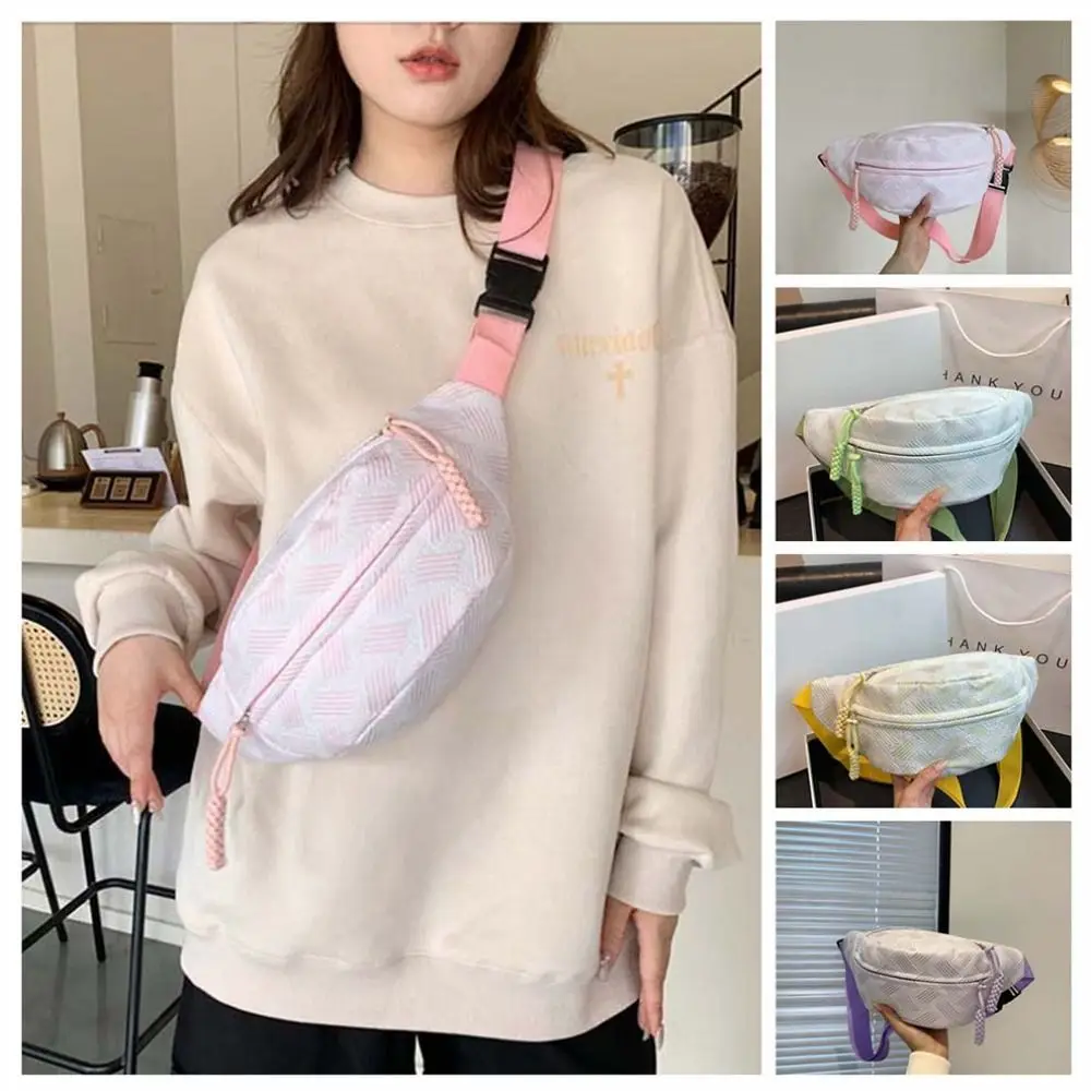 Cool Fanny Packs Strip Chest Bag Crossbody Bag Korean Style Crossbody Waist Pack Half Moon Bag Large Capcity Banana Bag Outdoor