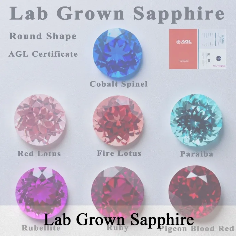 

NewLaboratory Gemstone Sapphire Round Shape Multiple Colors Gemstone DIY Ring Necklace Earrings Main Materials Selectable Certif