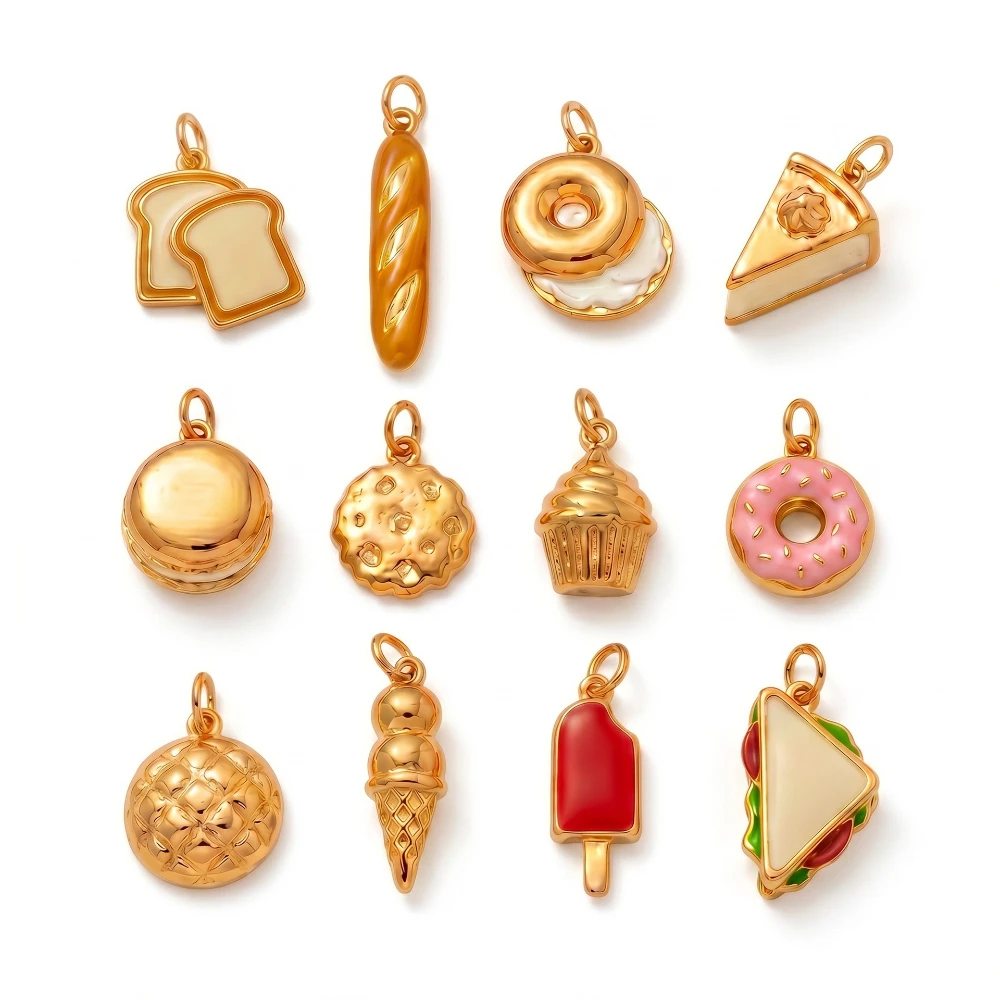 316 Edelstahl Wasserdicht Farbbeständig Einfache Beliebte Toast-Donut DIY Anhänger Charms für Schmuck – Detail 1