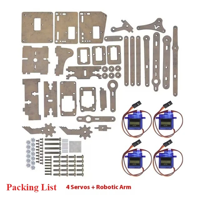 Arduino UNO R3 Acryl-Roboterarm, 4-Grad-Freiheitsroboter, mechanischer Arm, Servo, elektronisches Experiment, DIY-Kit