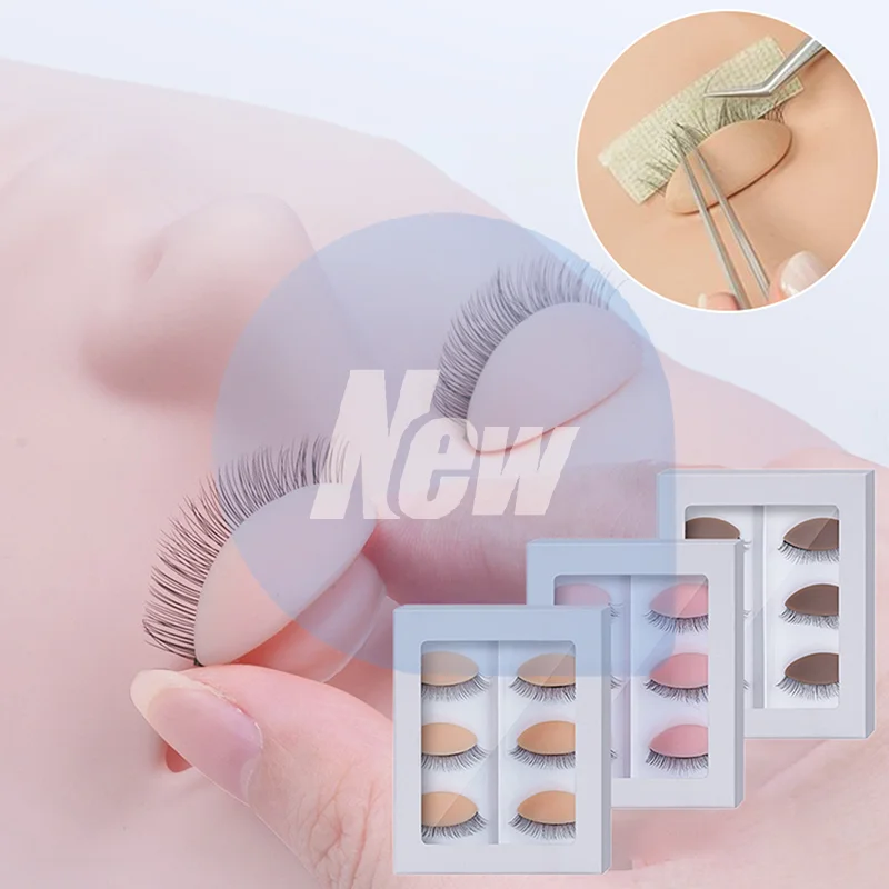 3Pairs Practice Eyelash Small Portable Silicone Material Removable Replacement Eyelid Training Eyelash Extensions Tools