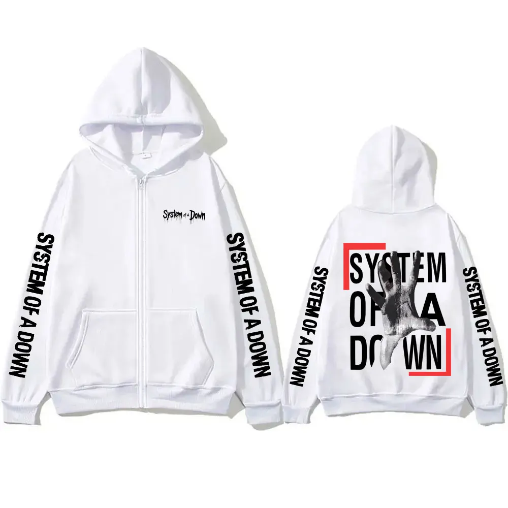 System of A Down Zipper Hoodie Männer Frauen Rock Vintage Fleece Zip Up Jacke Herren 90er Jahre Alternative Metal Merch Zip Up Sweatshirt – Detail 7