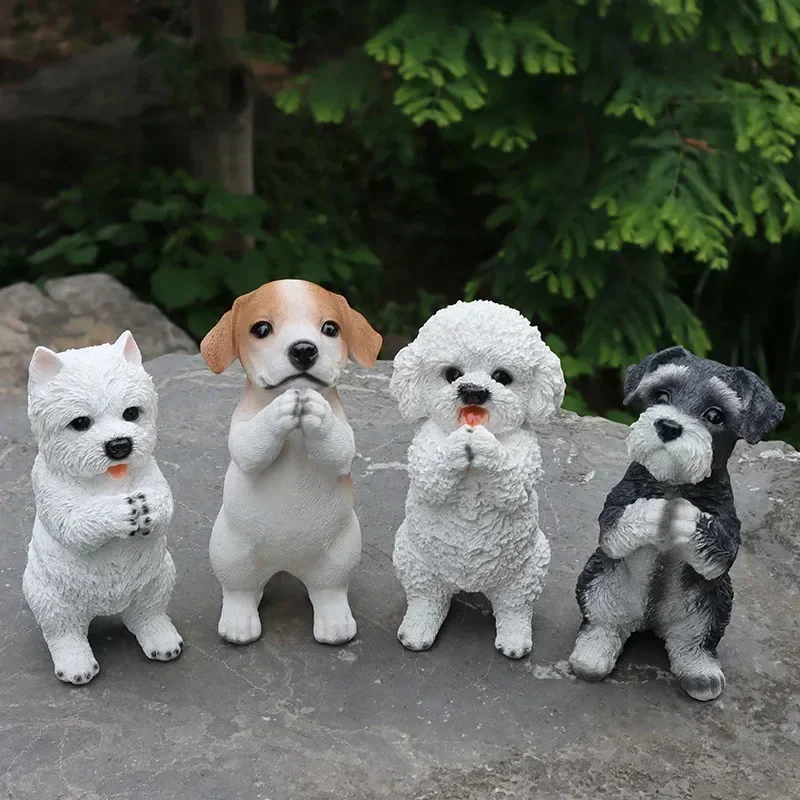 

Simulation dog decoration Schnauzer Bichon Teddy resin statue crafts room Decor home Decoration animal sculpture Ornaments gifts