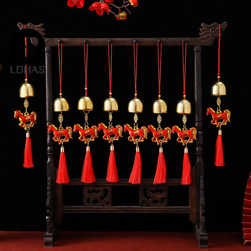 2026 سنة الحصان الجدار الشنق سيارة زخرفة السنة الصينية الجديدة قلادة ذهبية حمراء محظوظ الديكور هووسورمينغ الهدايا #2