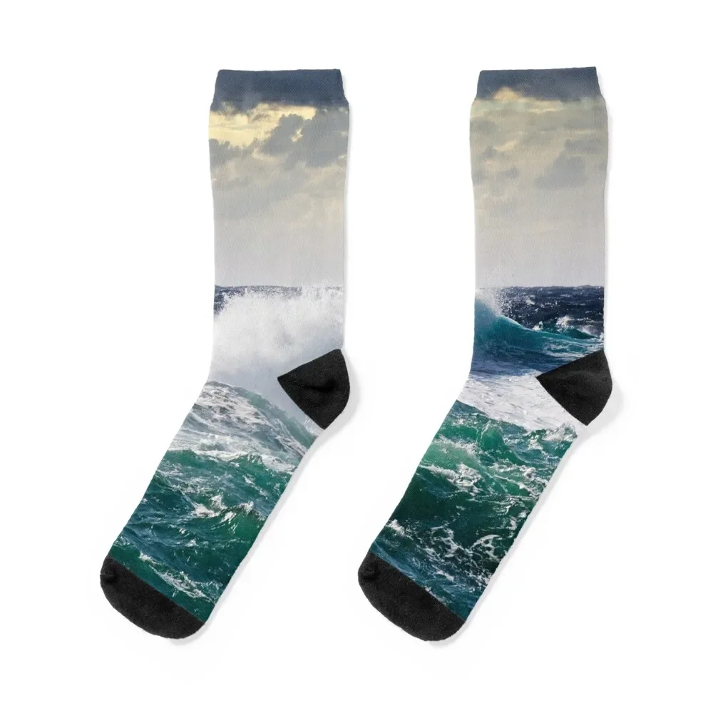 

Blue Ocean Waves Socks christmass gift hip hop custom luxe Socks Man Women's