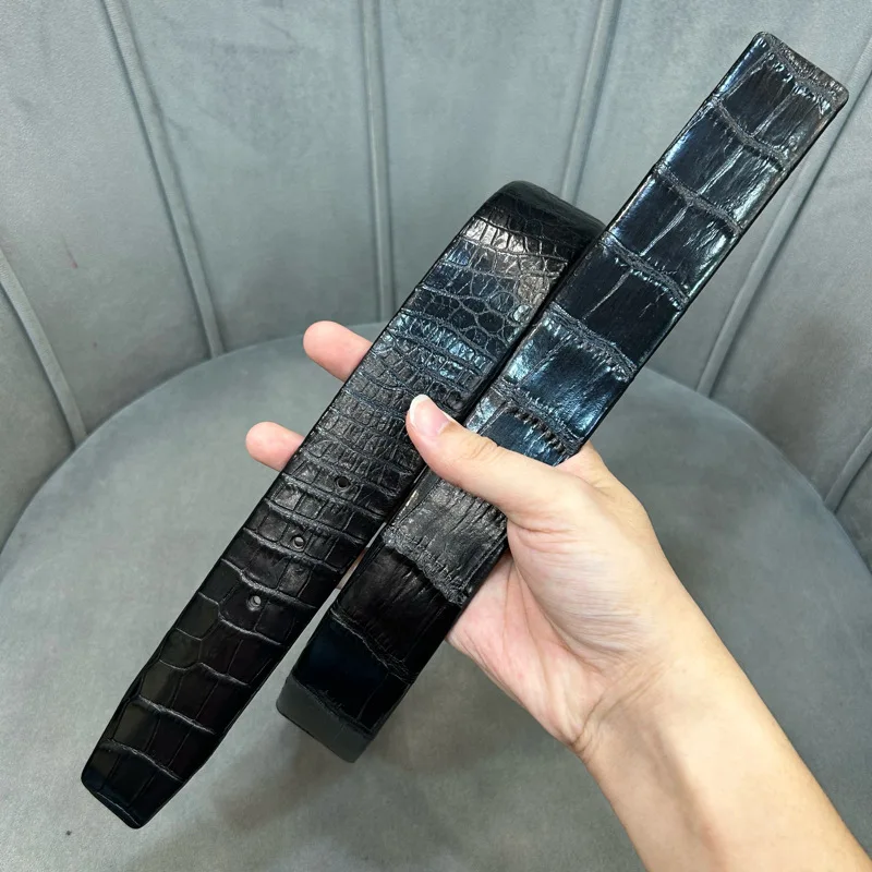 2025 New Luxury Mens Headless Belt Crocodile Leather Belt For Man Seamless Genuine Leather Belt Fashon Male Belt 45
