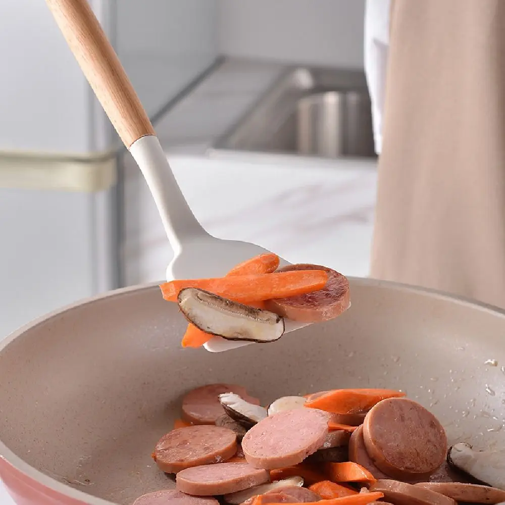 

12/14 шт./компл. термостойкий набор кухонной утвари, экологически чистый, экономит место, антипригарный набор посуды с ведром для хранения