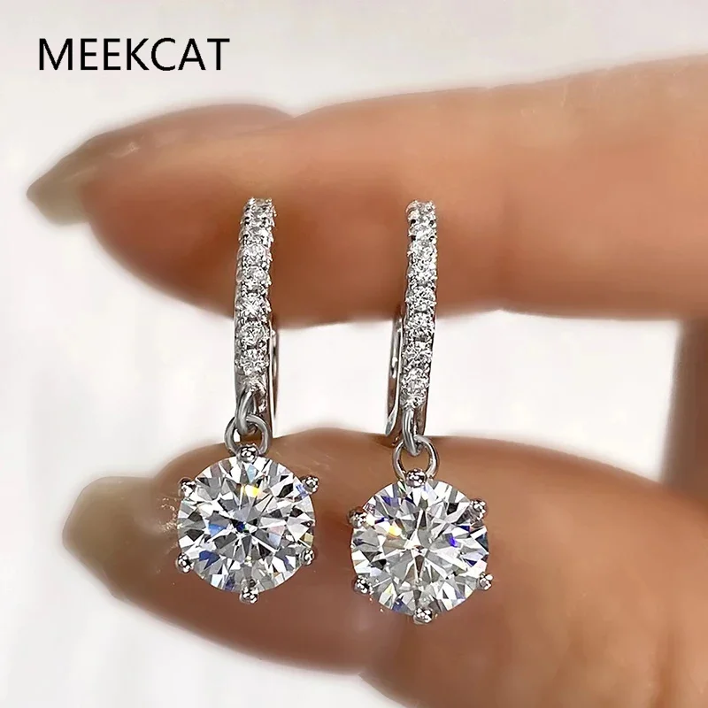 

Великолепные серьги-кольца с бриллиантами из муассанита 1 карат для женщин, подарок, настоящее серебро 925 пробы, ювелирные изделия высшего качества, Huggies Aretes