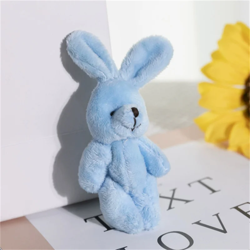 

Плюшевая шарнирная игрушка-кролик 9 см, мягкая набивная игрушка-зайчик, маленький кулон, для поделок своими руками, подарок для детей на день рождения