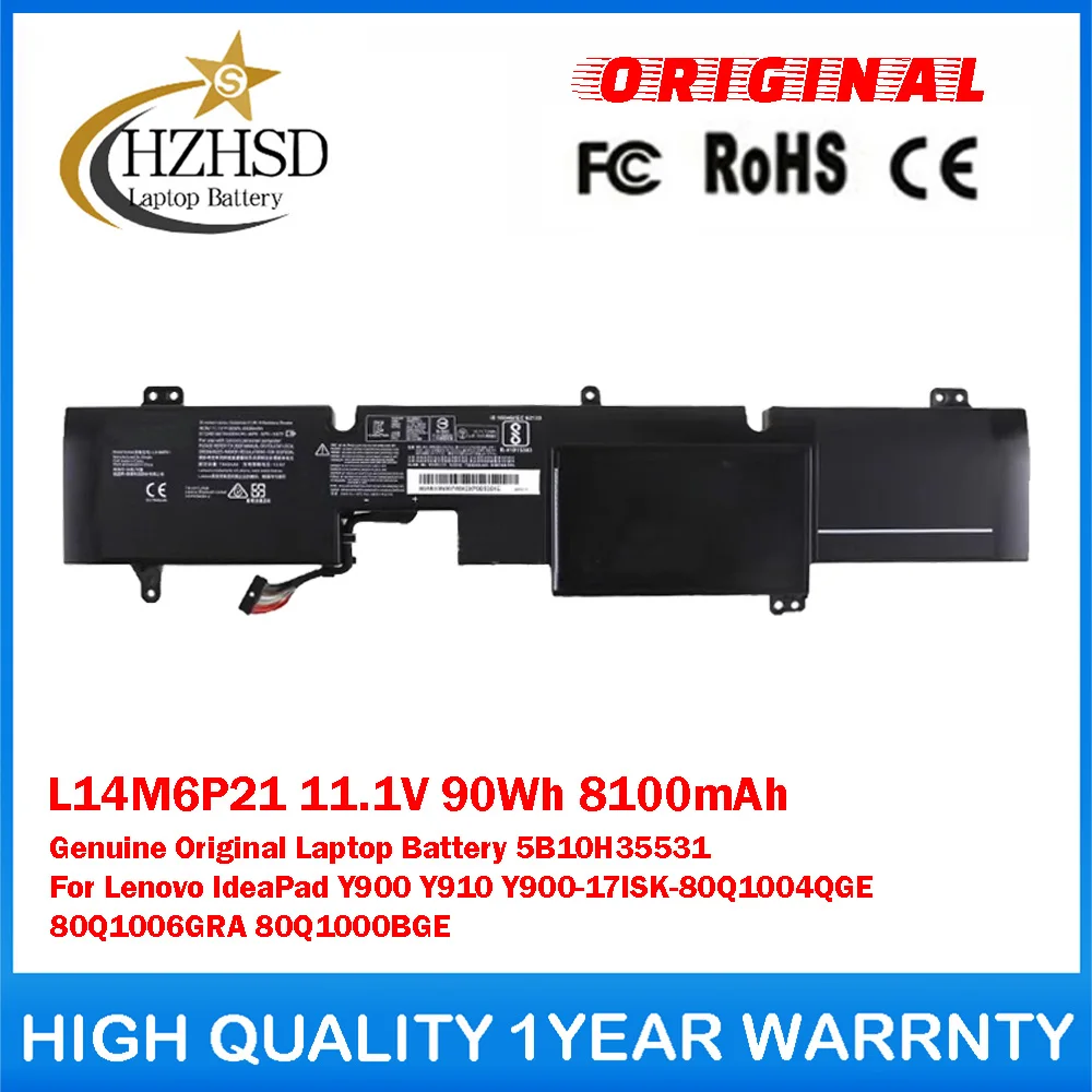 

L14M6P21 11.1V 90Wh 8100mAh Genuine Original Laptop Battery 5B10H35531 For Lenovo IdeaPad Y910 Y900-17ISK-80Q1004QGE 80Q1006GRA