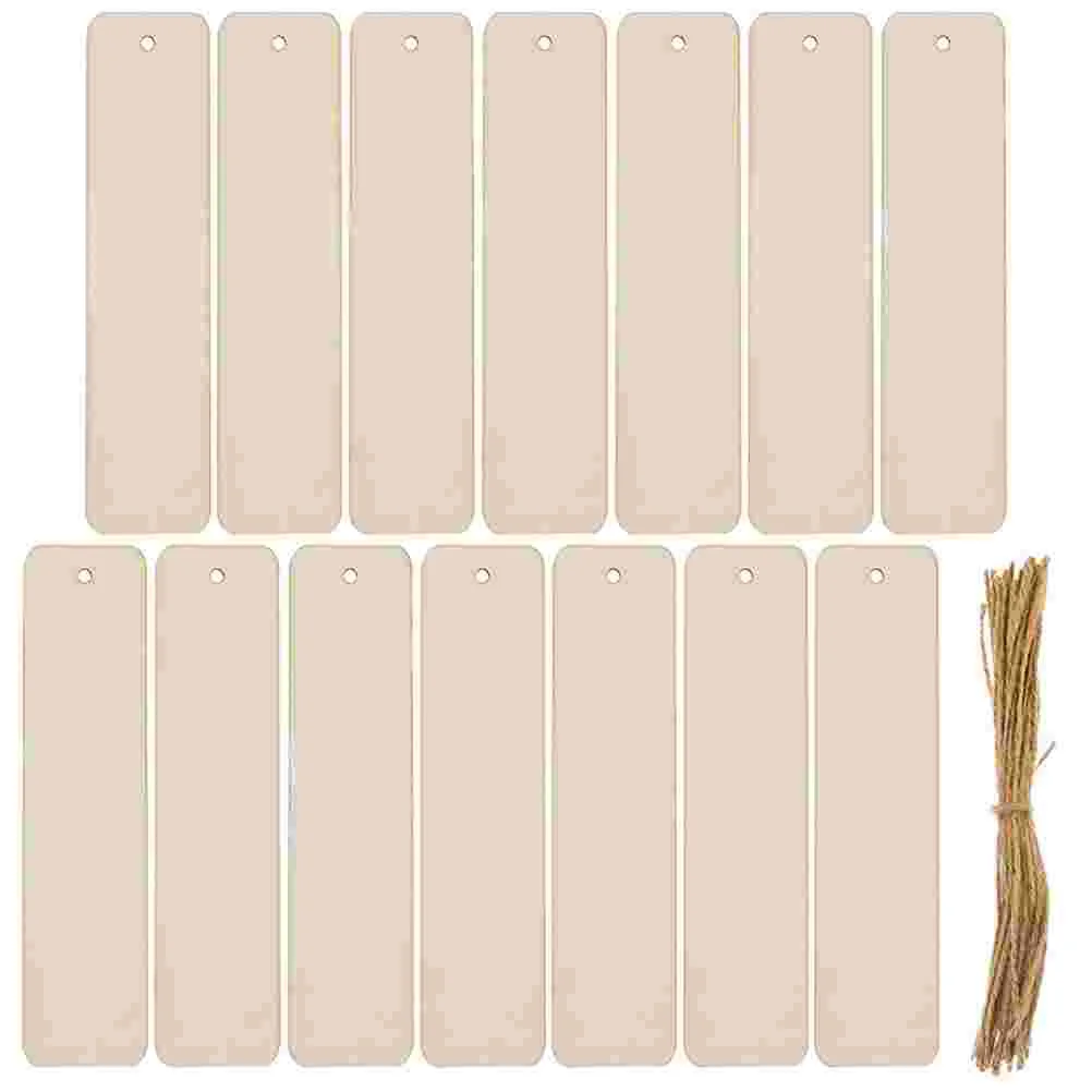 20 Pcs Blank Bookmark Tags Bookmarks Ornaments Wooden Rectangle Students Reading Markers