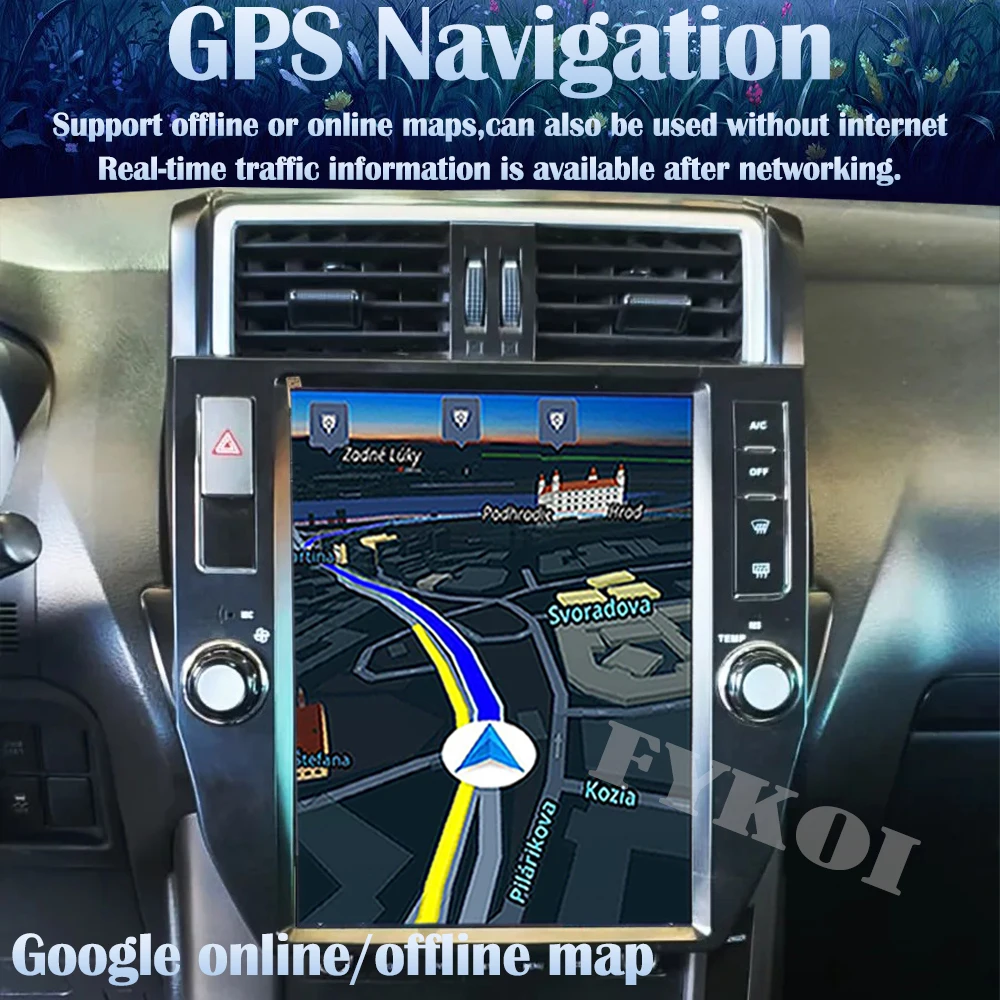 Android13 Toyota Land Cruiser Prado 150 2010-2017 차량용 라디오 자동차 멀티미디어 Tesla Screen Carplay 자동 블루투스 GPS 4G