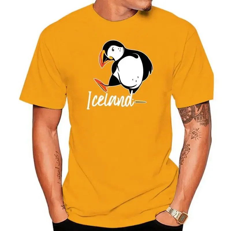 Iceland Shirt With Puffin Bird T-Shirt For Men, Color Black Navy, Size S-5Xl Harajuku Tee Shirt anime clothes streetwear COTTON