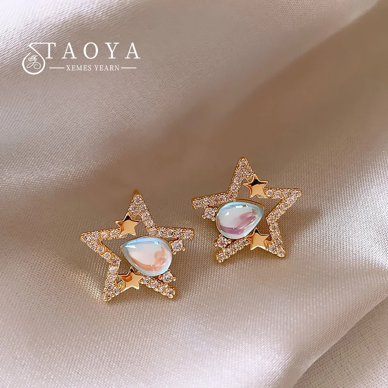 Premium and Shiny Zircon Mermaid Maggie Fantasy Water Drop Gold Color Star Earrings for Women‘s 2023 Fashion Jewelry Accessories