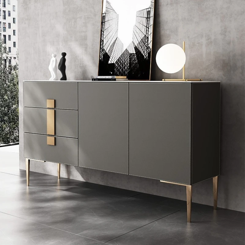 LTT light luxury saddle skin rock slab dining side cabinet Italian modern simple bedroom locker