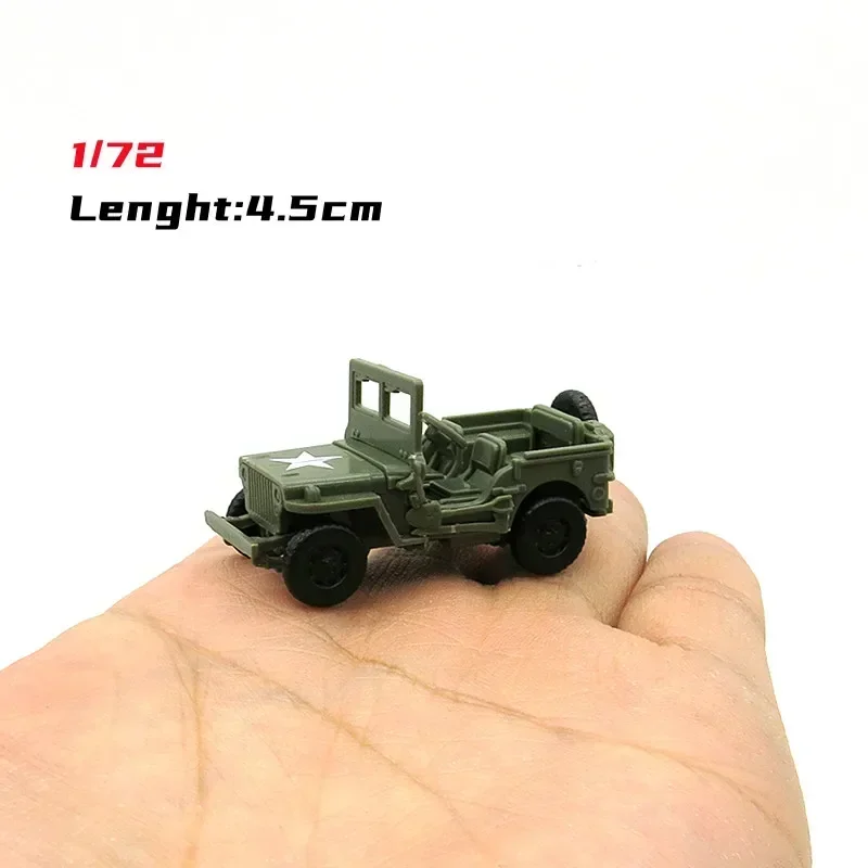 1/72 WWII USA Willys Jeep with Hanging Bucket 4.5cm Military Vehicle Plastic Assemble Car Model Toys