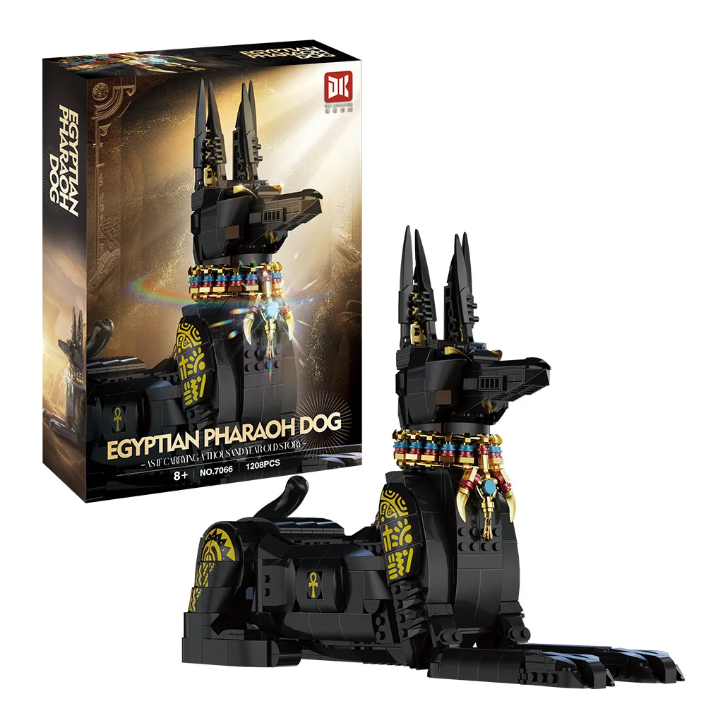 7066 Mainan Blok Bangunan Pendidikan Anak-anak Model Koleksi Anjing Firaun Mesir untuk Ulang Tahun