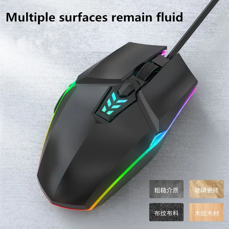 Wired Gaming Mouse 1600 DPI Optical 6 Button USB Mouse With RGB BackLight Mute Mice For Desktop Laptop Computer Gamer Mouse