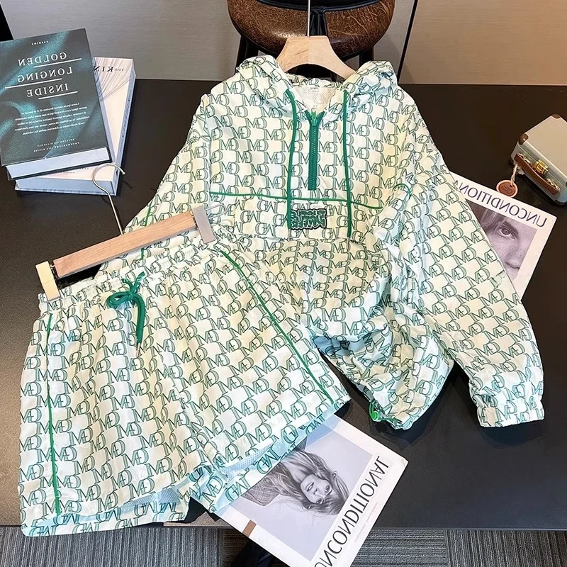 Faionable Casual Sportswear-Set Männer Frauen Sommer High-End-Ele Farbe Blo Hoodie Lose orts Zwei-Stück Set streetwear