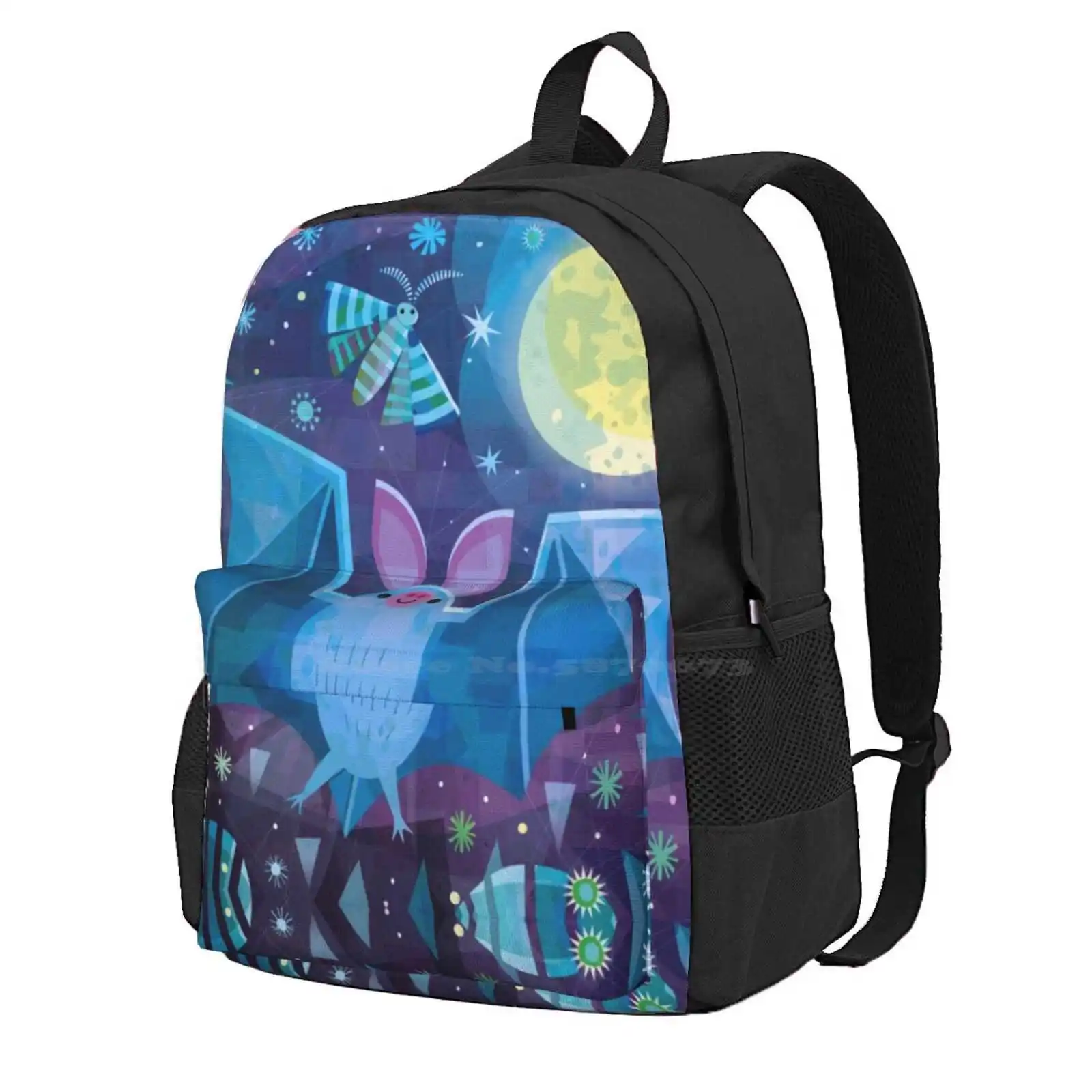 Bat And Moth Hot Sale Schoolbag Backpack Fashion Bags Gareth Lucas Baluga Narwhal Whale Owls Birds Digitalart Fashion