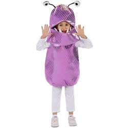 Kids Monsters Boo Cosplay Costumes Deluxe Child Costume Purple Top with White Jumpsuit for Halloween Animal Dress Up Outfits