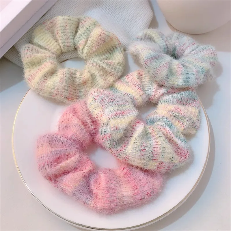 

Sweet soft waxy headrope wool knitted lace large intestine hair band cute girl versatile hair rope hair accessories