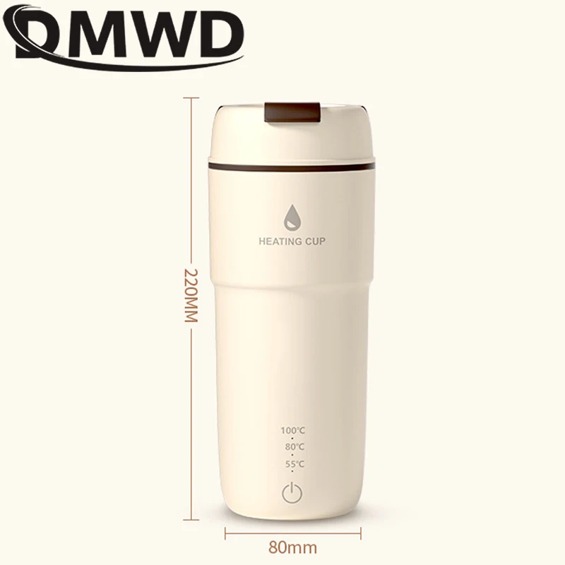 DMWD Portable Electric Boiling Cup 400ml Mini Electric Kettle Thermostatic Heating Thermos Stew Cup Health Cup Water Boiler