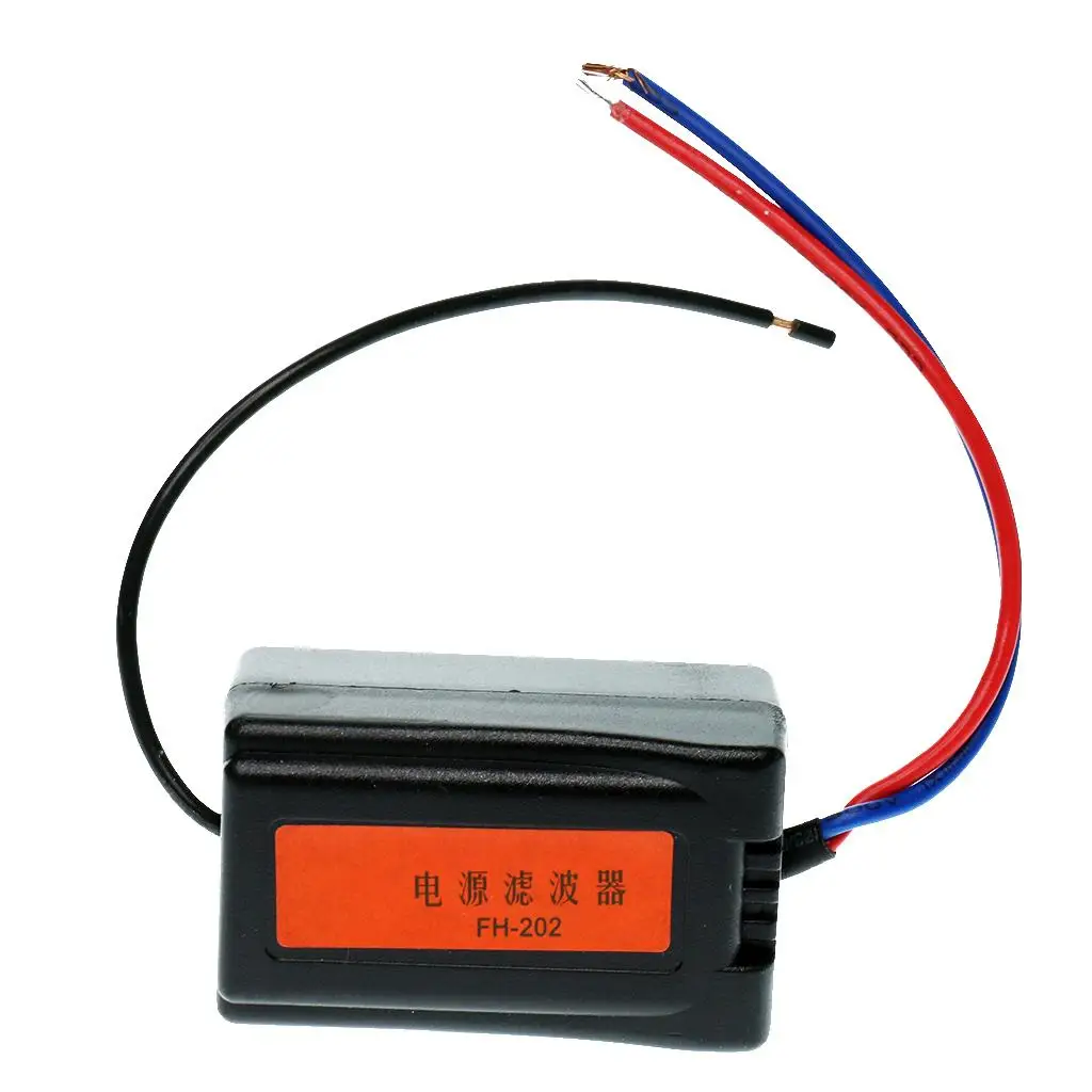 DC12V Power Supply Pre-wired Black Plastic Audio Power Noise Filter for Car