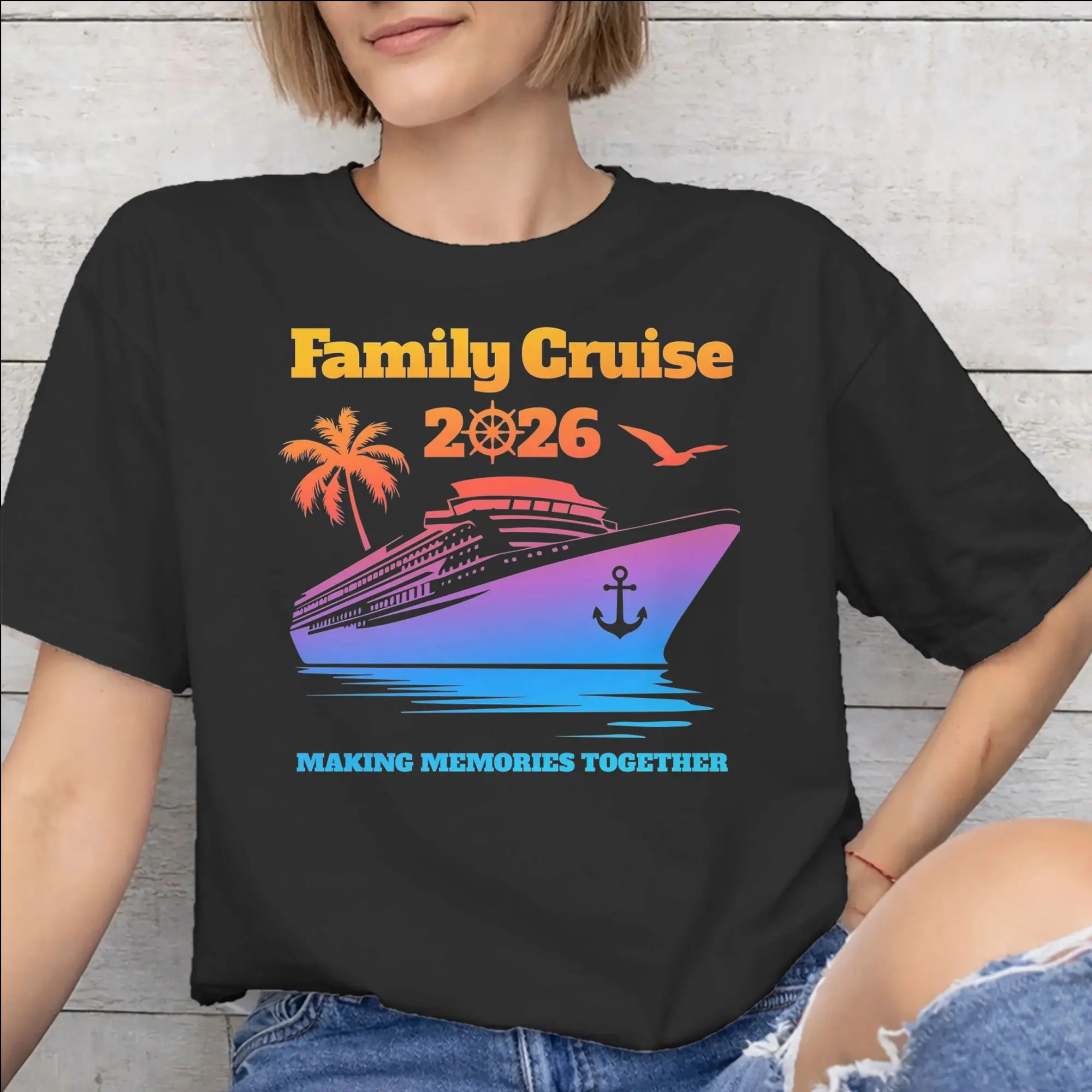 Men Women Print Family Cruise 2026   Tee T Shirt Cotton Making Memories Together T-shirts Clothing