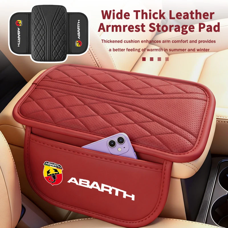 Sac de rangement pour accoudoir de voiture en cuir, coussin de protection pour console centrale, accessoires automobiles pour Abarth FR 124 Spider, FIAT 500, Albea, Astra.