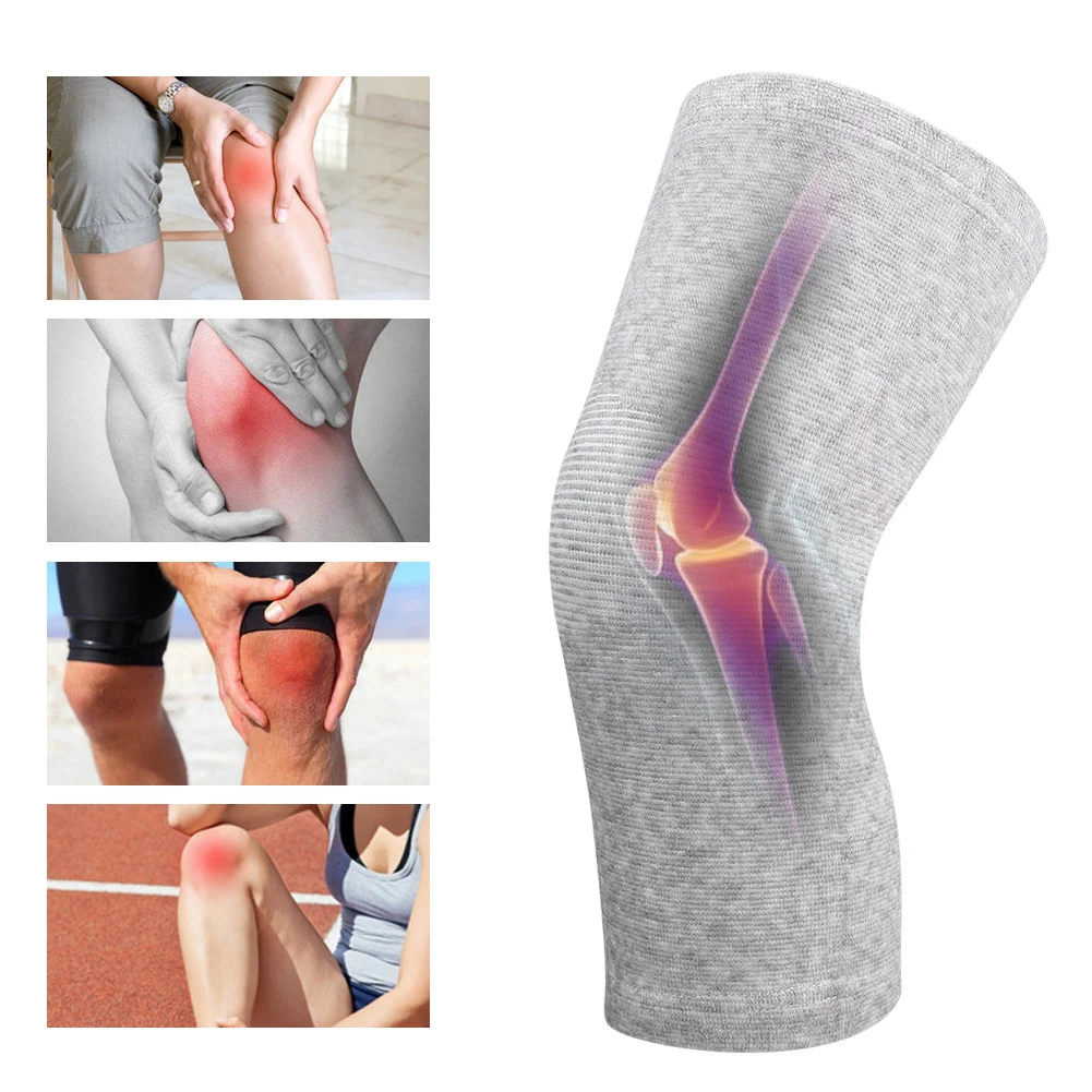 1 Pair Elastic Bamboo Carbon  Knee Joint Pad Warm  Knees Sleeve Protector Knee Sleeve