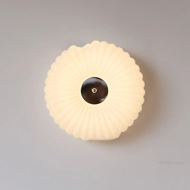 GHJUYIOL Medieval minimalist cream ceiling light, North European and American style bedroom hallway foyer atmosphere glass light