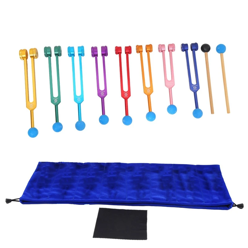 

7 Chakras Tuning Fork + 1 Soul Weighted Tuning Forks,For Healing Chakra,Sound Therapy,Reliever Stress Durable ,Multicolor