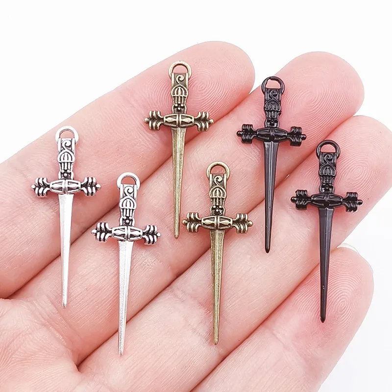 20pcs 35x13mm Dagger Charms ,Sword Charms .Tibetan Silver Bronze Black Color Pendants Antique Jewelry Making DIY Handmade Craft