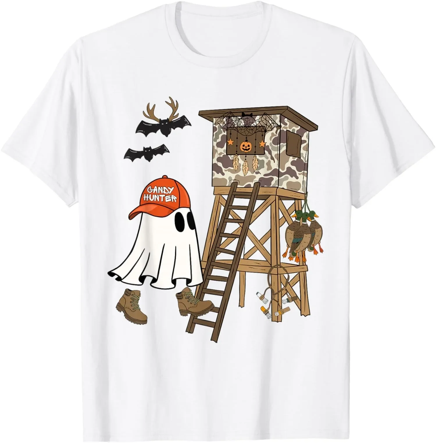 

Candy Hunter Ghost Camouflage Hunting Deer Duck Graphic Tee Unisex Cotton T-Shirt