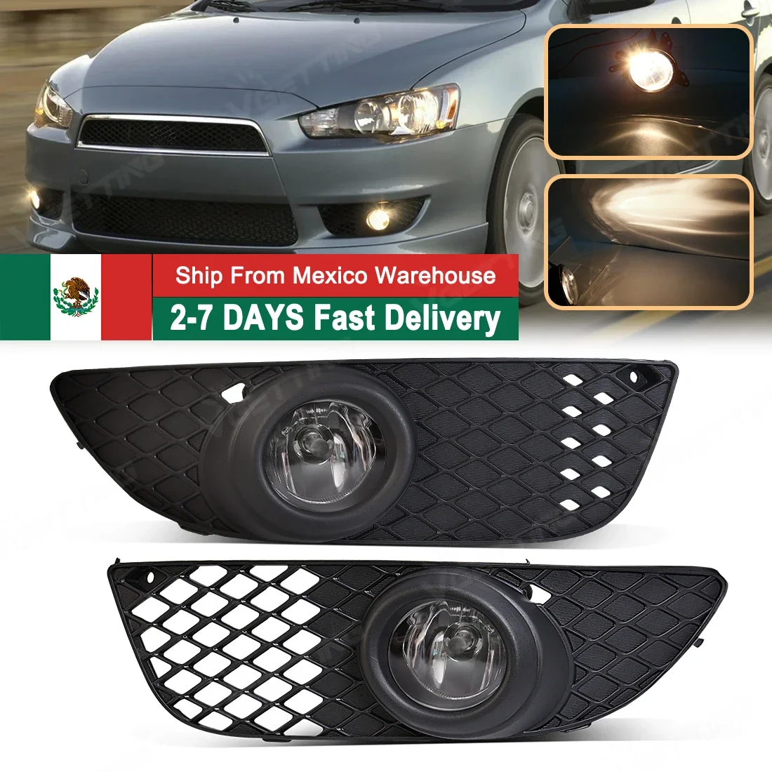 

1 Pair Fog Lamp Assembly For Mitsubishi Lancer 2008 2009 2010 2011 2012 2013 Car Front Bumper Driving Light Cover Wire Switch