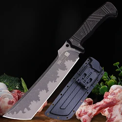 U.S.A 14-inch kitchen chopping knife, DC53 steel all-Tang multi-purpose chef's knife, thickened sharp cutting knife feed set