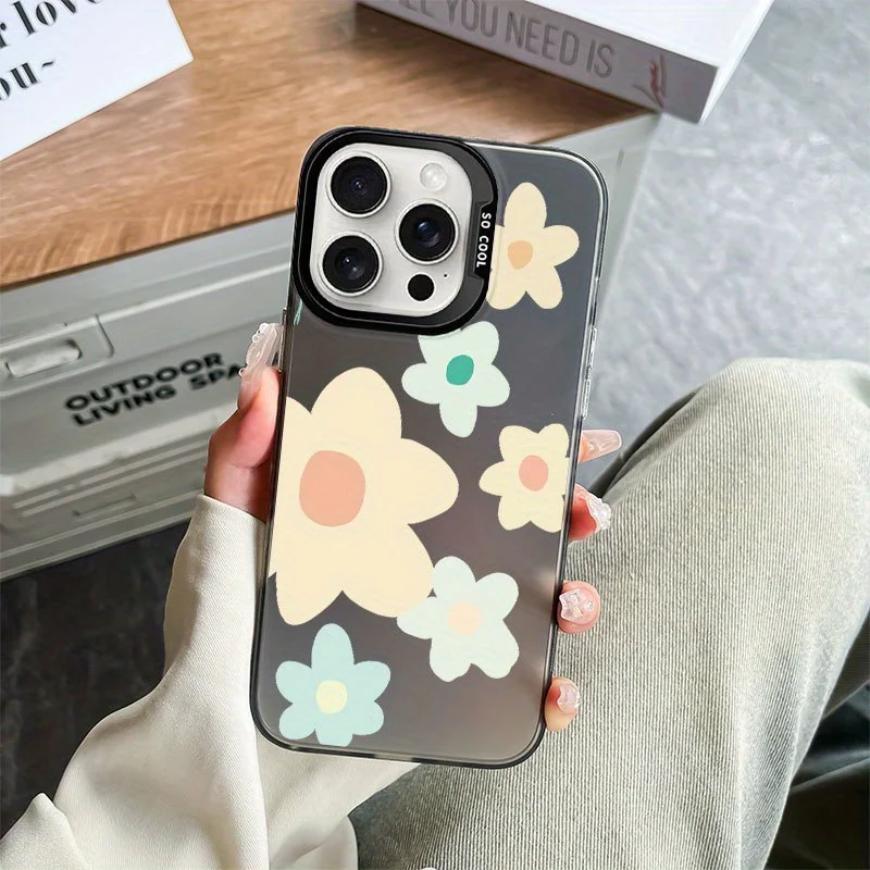 

Flower painting pattern phone case for iPhone 16 15 14 13 12 11 Pro/ Max/Plus shock-proof rear cover anti-fingerprint