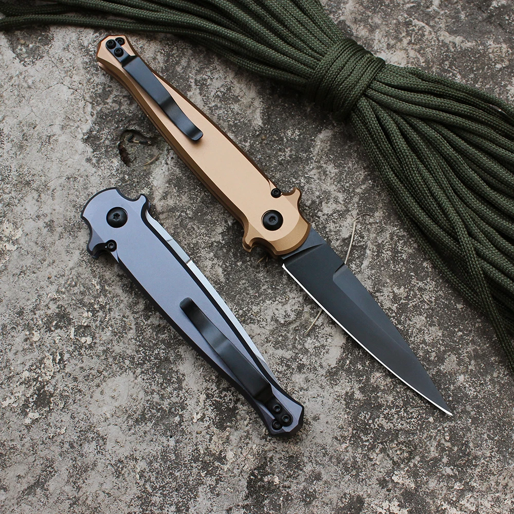 7150 Pisau Lipat Luar Ruangan Pisau Saku Cepat Portabel Pisau CPM154 Pegangan Aluminium Penerbangan Pisau Berburu Bertahan Hidup Taktis