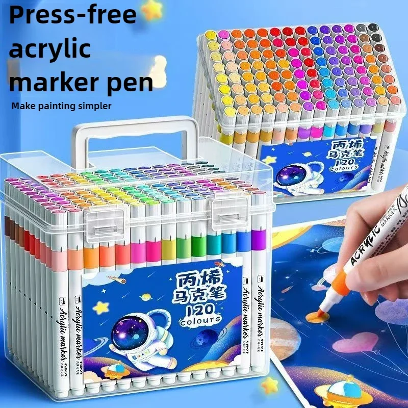 12/24/36/48/60 Color Portable Acrylic Painting Markers DIY Cartoon Drawing Acrylic Marker Paintbrush for Kindergarten Students