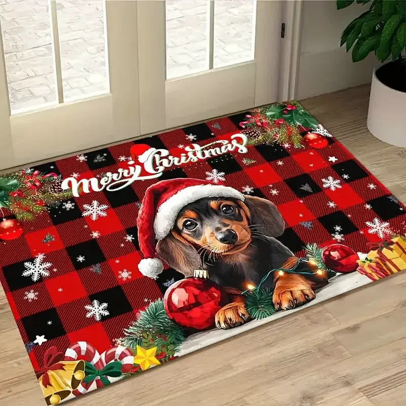 VIKAMA Christmas Skunk Doormat Stain-Resistant and Easy to Clean Entrance Hallway Doormat Bathroom Rug Home Decor
