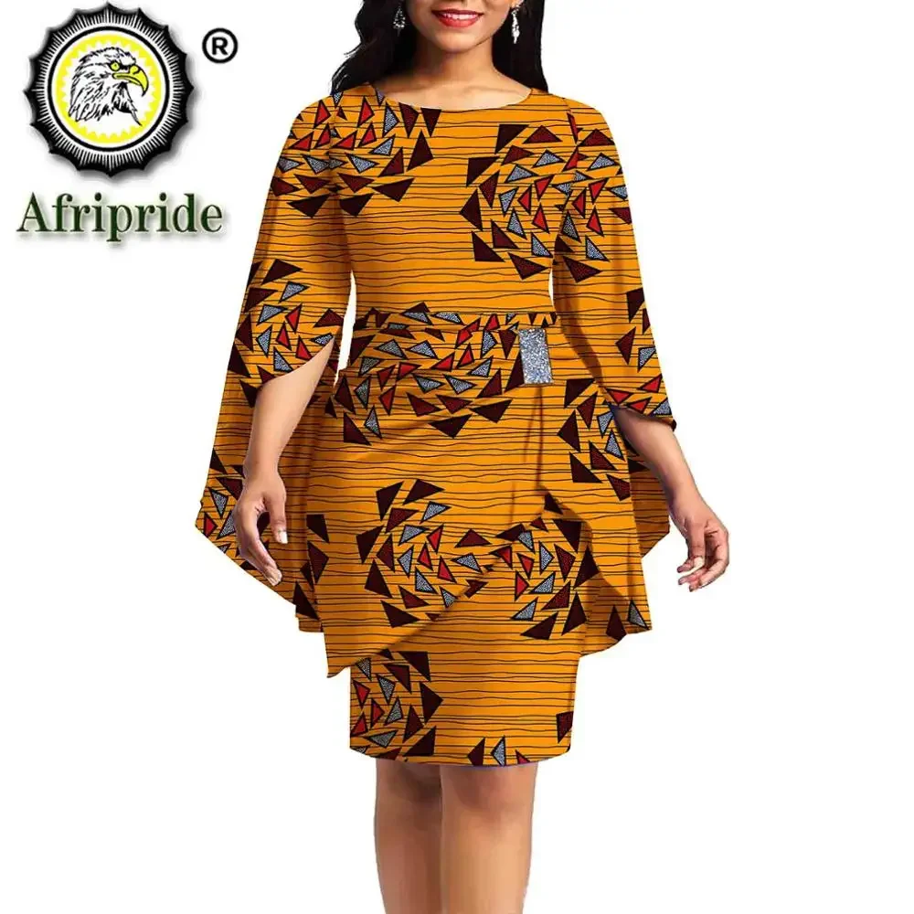 2024 African Print Dresses for Women Party Dress Dashiki Outfits Ankara Dress+sashes Wedding Formal Clothing AFRIPRIDE S1925059