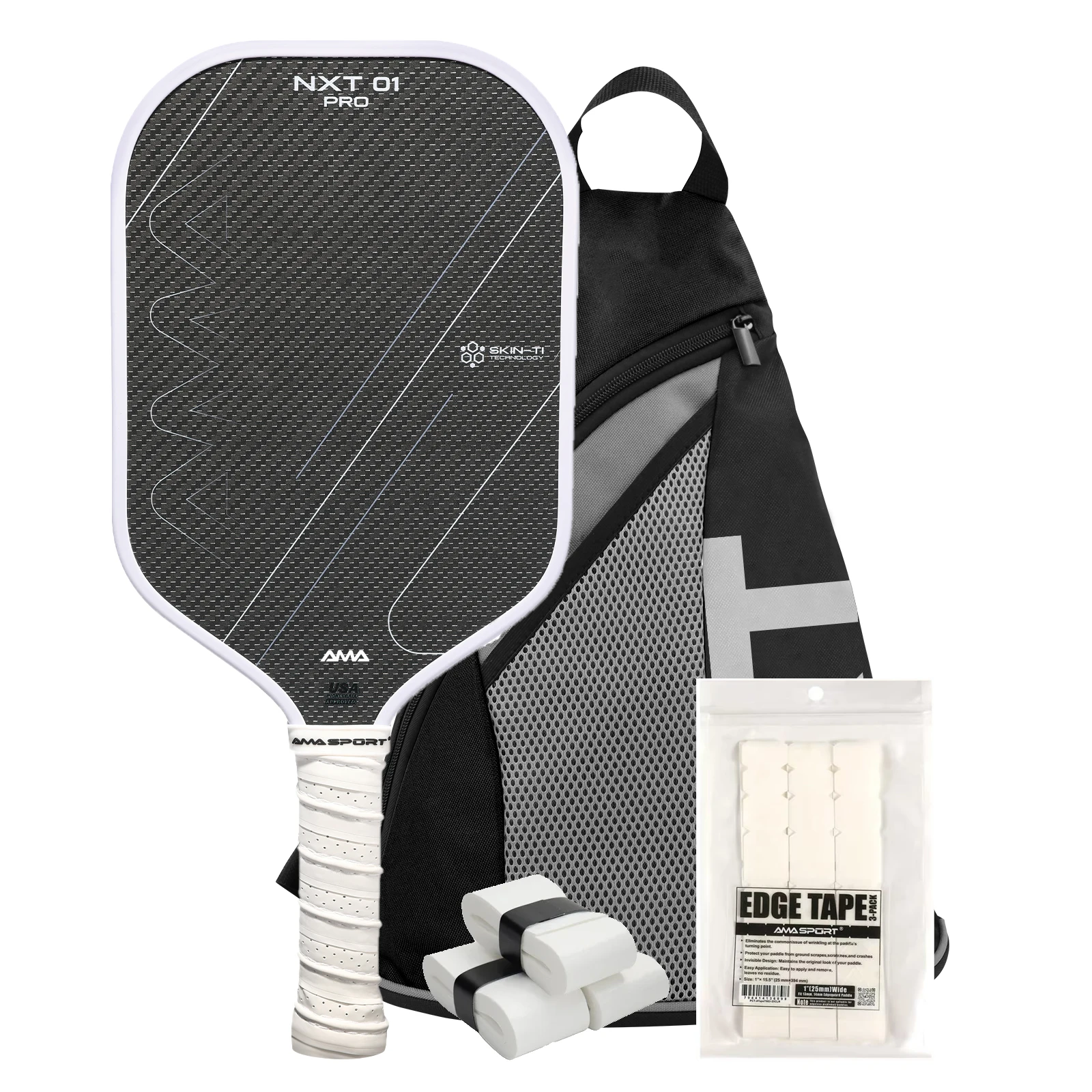 

AMA Sport Ti-Carbon Pickleball Paddle Interweaving Carbon Bed Tech,Carbon-Encased Frame with Spin Edge Pickleball Racket