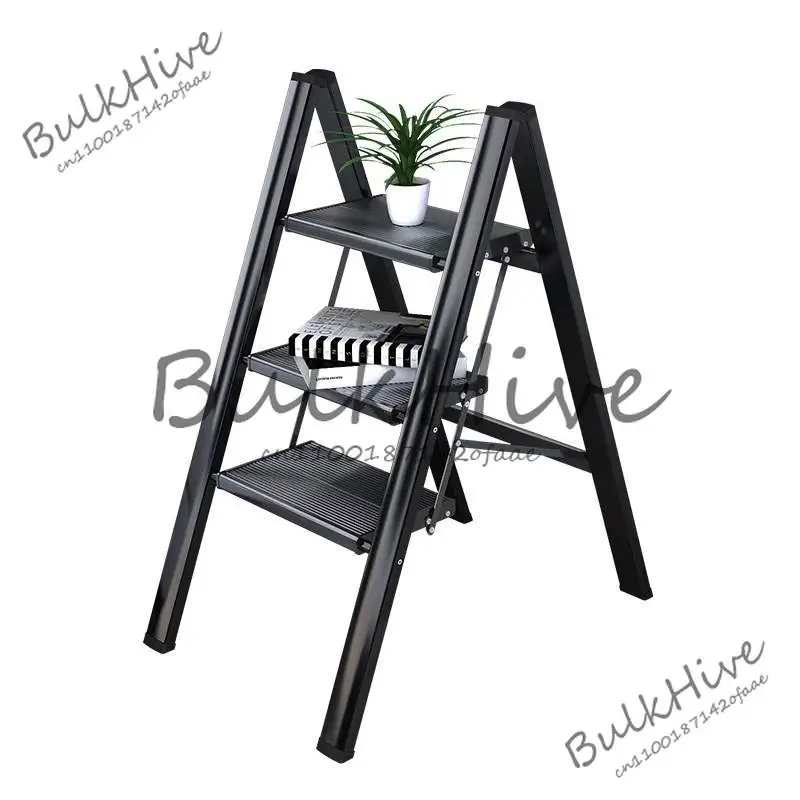 

Household black folding ladder multifunctional herringbone ladder