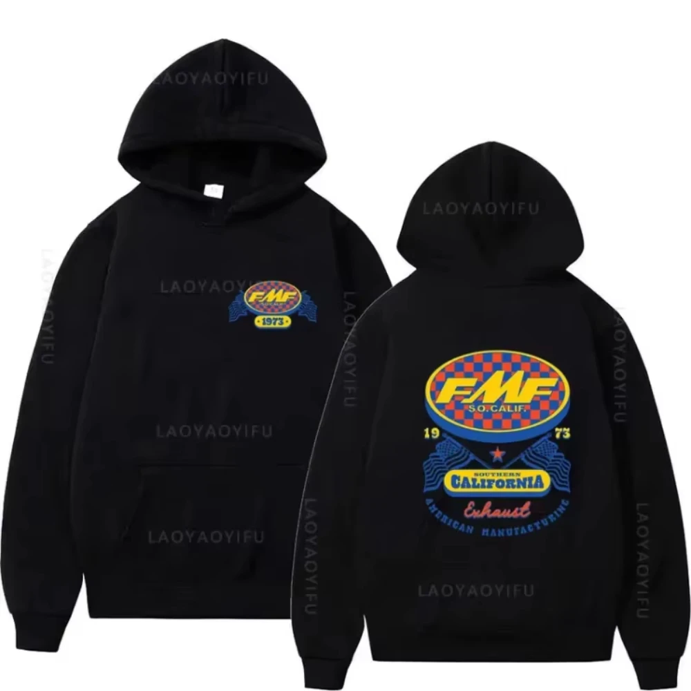 2026 Herren Vintage Motocross-Abzeichen Grafik-Hoodie Retro Karierter Ovaler Druck Schwarzer Kapuzenpullover Lässige Oberteile – Detail 6