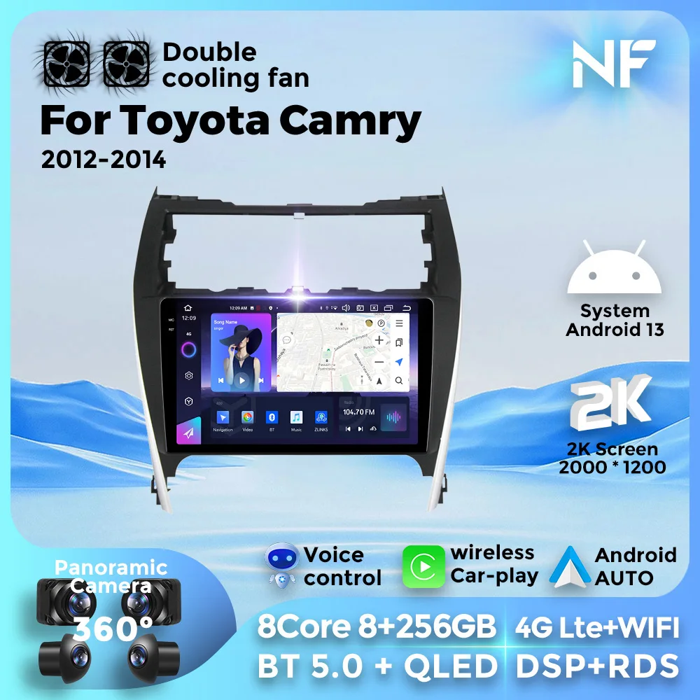 

Car Radio For Toyota Camry 2012-2014 Android13 Multimedia Video Player Navigation GPS For Carplay Auto WIFI BT DSP RDS 4G 8Core