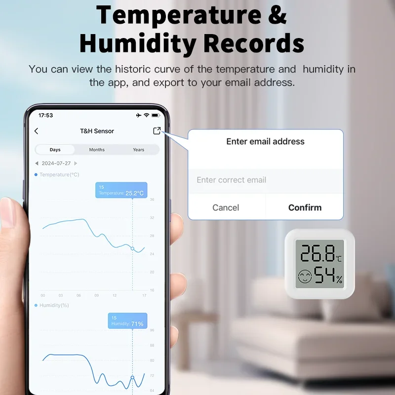 Tuya Zigbee2MQTT Temperature Humidity Sensor APP Remote Control  Works With Tuya Smart Life Yandex Alexa Home Assistant ZHA