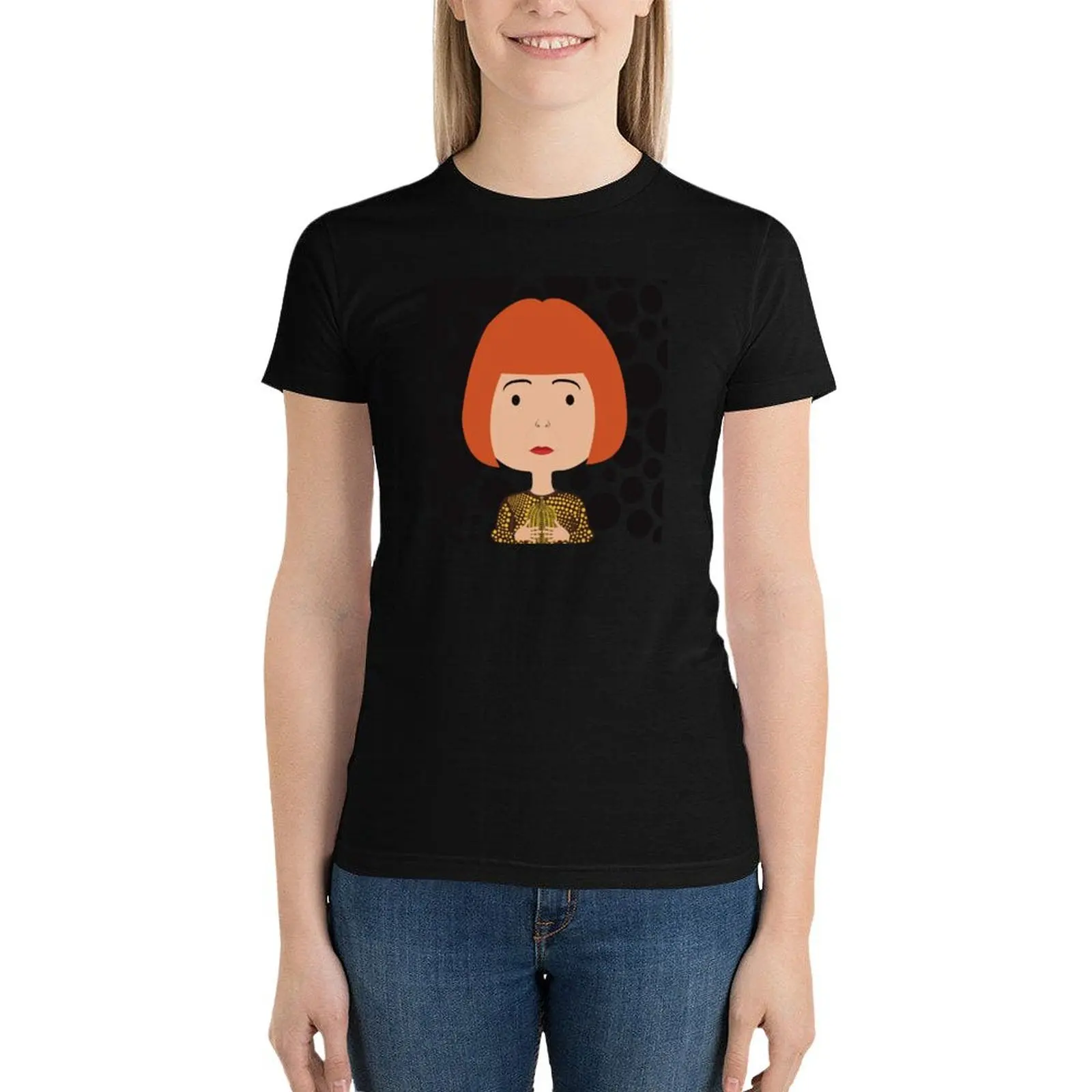 Yayoi Kusama Halloween camiseta para mulheres, tops sexy, camiseta branca, vestido de verão